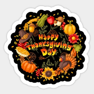 Happy Thanksgiving Day Shirt, Cute Design, Perfect Gift For Dad, Mom, Friend and Family Sticker